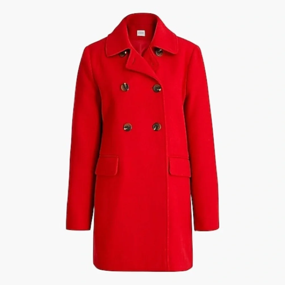 J. Crew Double-Breasted Red Wool Coat - Picture 8 of 12